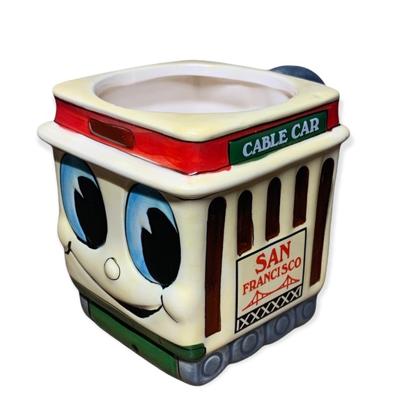 Mug San Francisco Cable Car Square Coffee Mug Funny Face 14 oz Smith Novelty - Picture 1 of 7